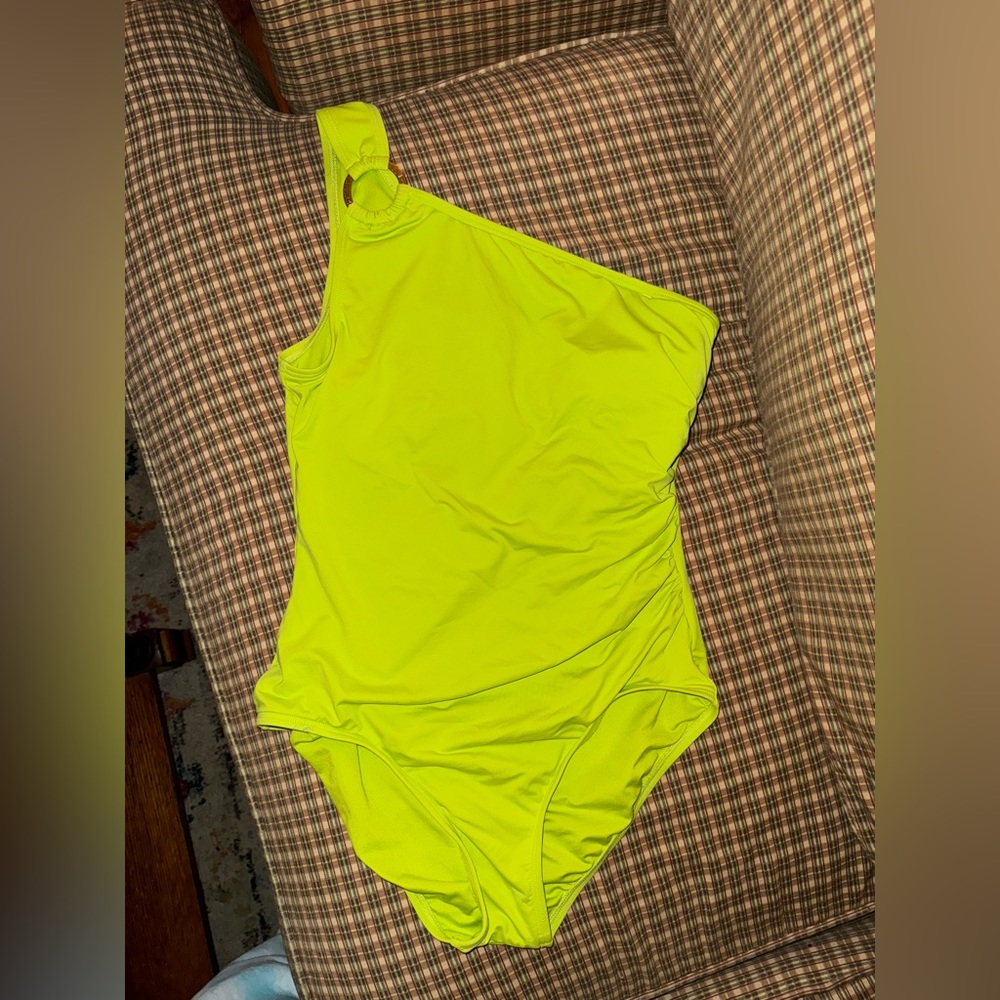 Michael Kors one strap lime green one piece bathing suit